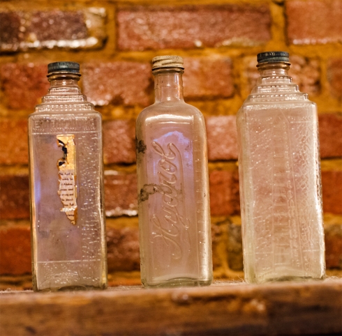 Embalming bottles left from the days of the Undertaker!