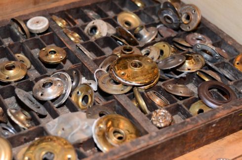 Scattered throughout our showroom are buckets and boxes full of wonderful old hardware!